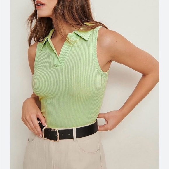 Caution To The Wind Tops - Caution To The Wind green Ribbed Tank Top